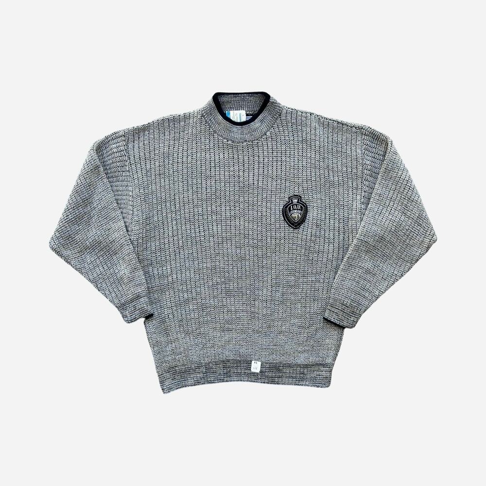 VTG 90s I.O.D. Legendary XL Gray Marled Knit Sweater Preppy Retro Collegiate NWT